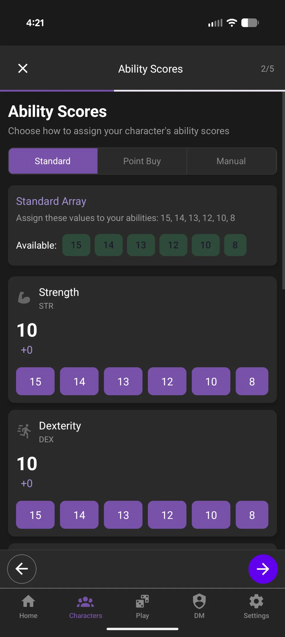 Ability Score Assignment with Standard Array